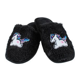 CTM Girl's Fuzzy Unicorn Slide Slippers